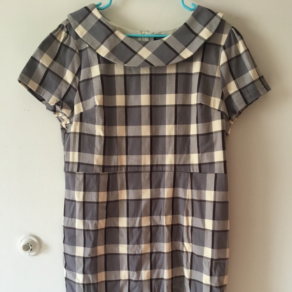 Gray plaid vintage style dress